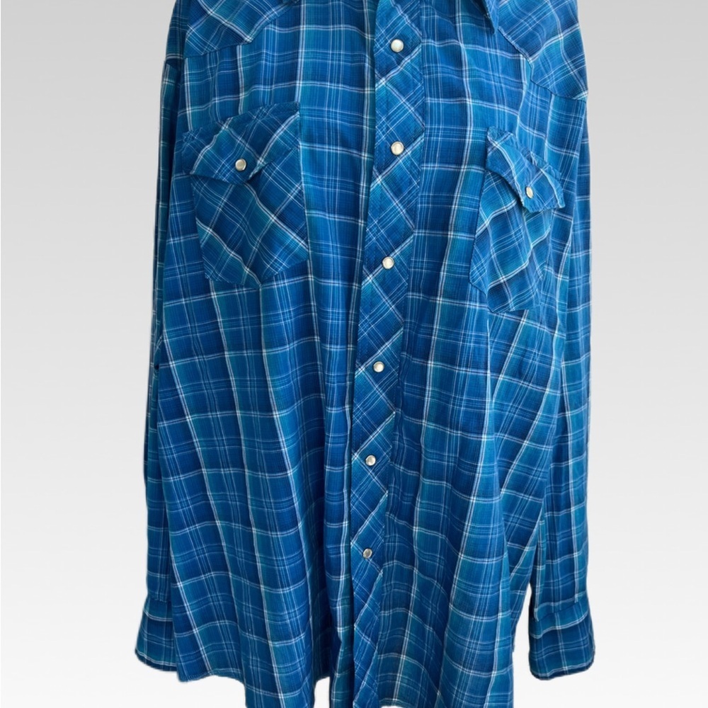 Wrangler Teal and White Plaid Western Shirt size XXL BRAND NEW